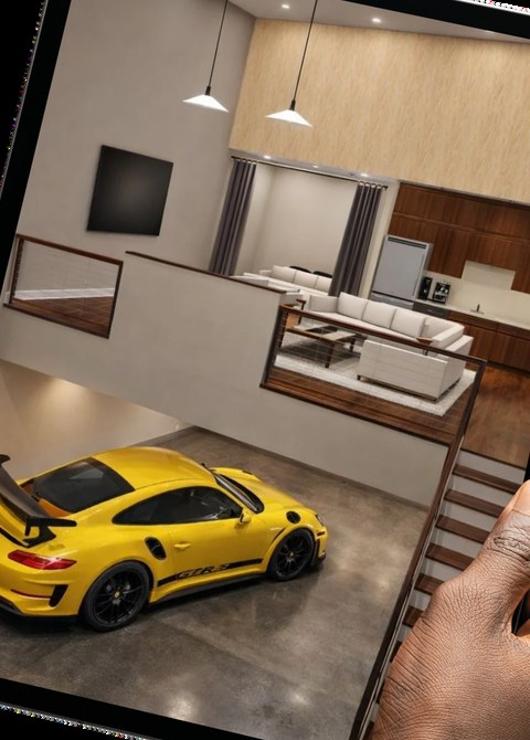 Interior rendering of the Luxury Trackside Car Loft